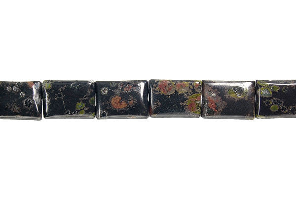 Black Leopardskin Jasper Flat Rectangle Beads
