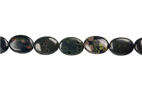 Black Leopardskin Jasper Flat Oval Beads