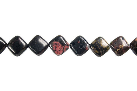 Black Leopardskin Jasper Diamond Square Beads