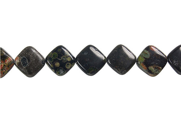 Black Leopardskin Jasper Diamond Square Beads