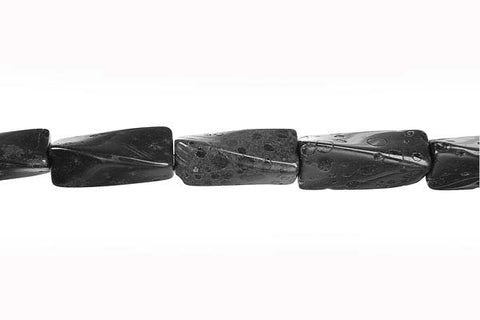 Black Leopardskin Jasper Twisted Triangle Beads