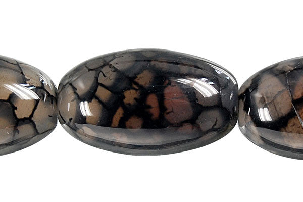 Fire Agate (Black) Rice Beads