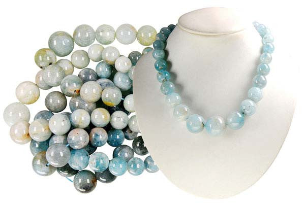 Aquamarine Graduated Round Beads