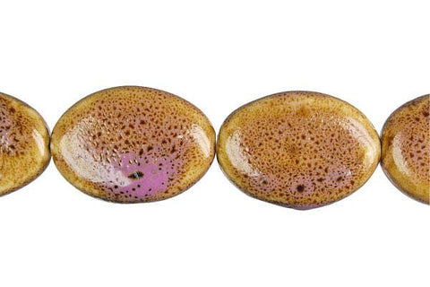 Porcelain Flat Oval (Pink) Beads