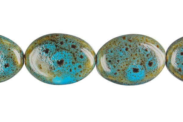 Porcelain Flat Oval (Green) Beads