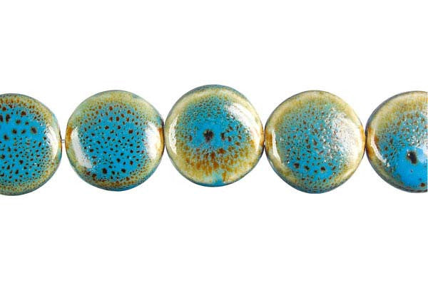 Porcelain Coin (Green) Beads