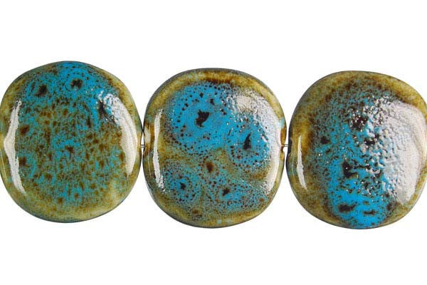 Porcelain Button (Green) Beads