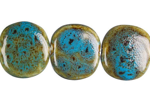Porcelain Button (Green) Beads