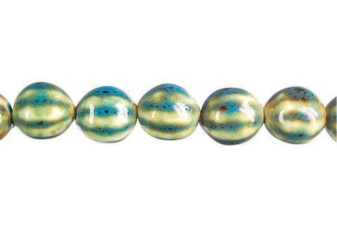 Porcelain Octagon Rice (Green) Beads