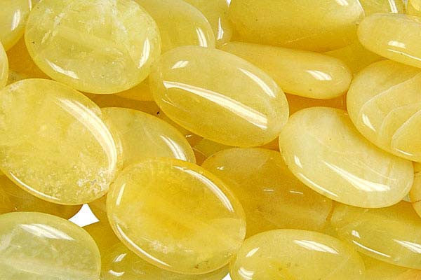 Yellow Opal Flat Oval Beads