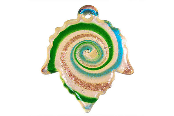 Pendant Murano Foil Glass Leaf (YH02)