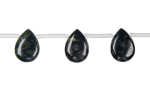 Black Leopardskin Jasper Flat Briolette Beads