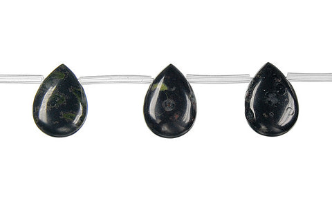 Black Leopardskin Jasper Flat Briolette Beads