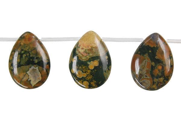 Rhyolite Flat Briolette Beads