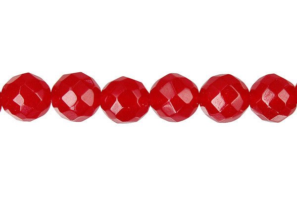 Marble (Dyed) Faceted Round (Ruby) Beads