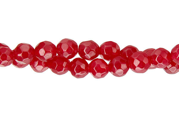 Marble (Dyed) Faceted Round (Ruby) Beads