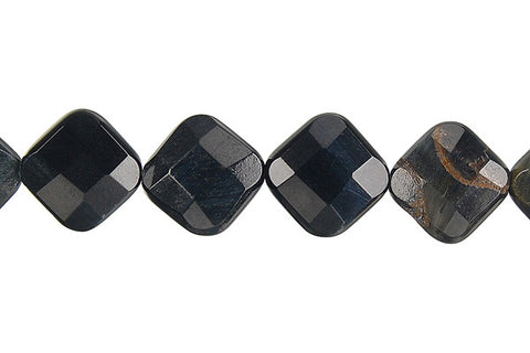 Blue Tiger Eye Faceted Diamond Square Beads