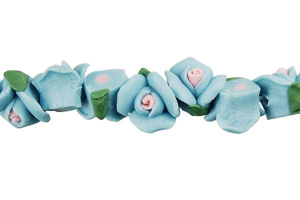 Pendant Poly Clay Flower (Aqua)