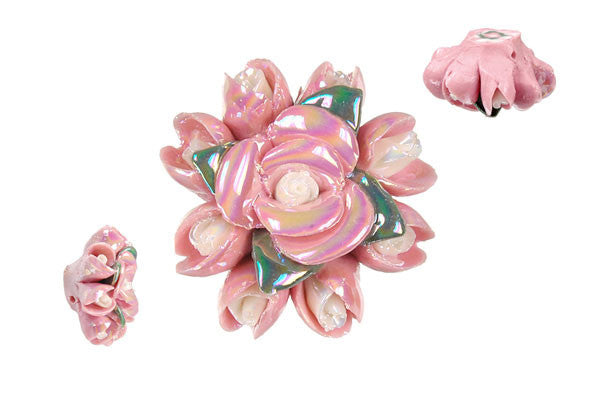 Pendant Poly Clay Flower (Pink 088)