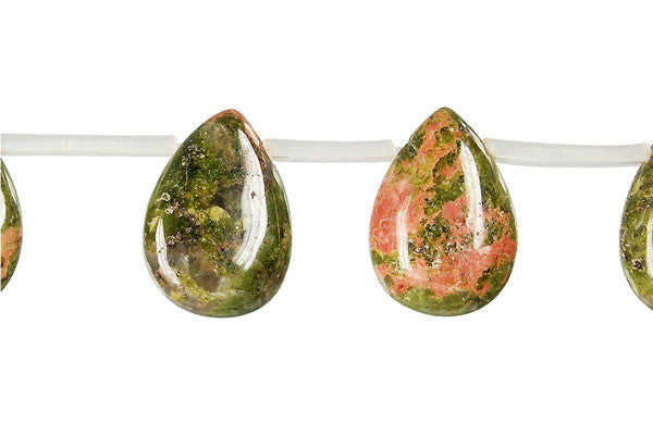 Unakite (Brazil) Flat Briolette Beads