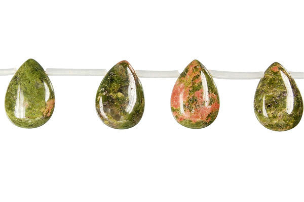 Unakite (Brazil) Flat Briolette Beads