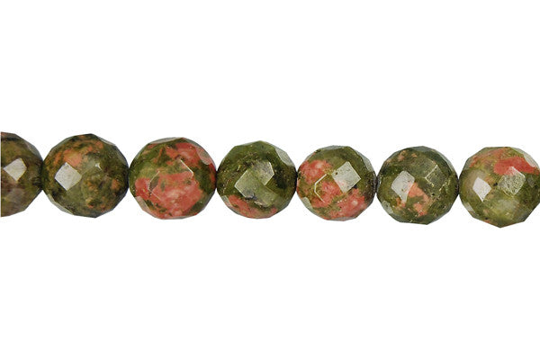 Unakite (Brazil) Faceted Round Beads