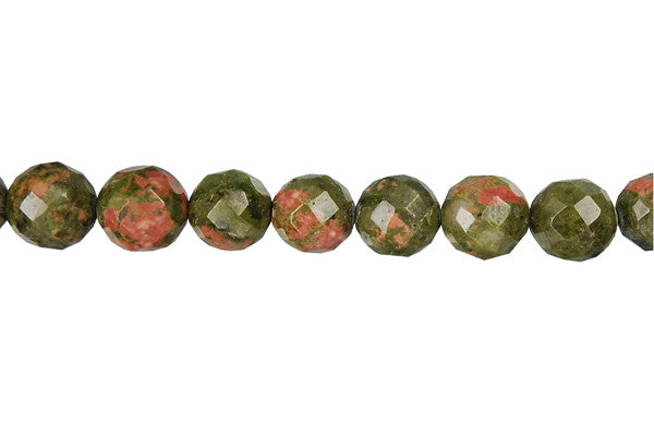Unakite (Brazil) Faceted Round Beads