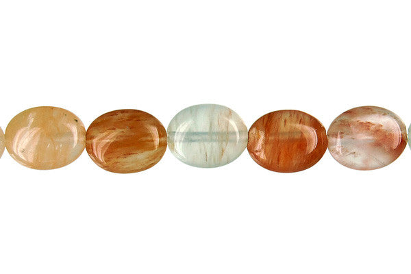 Red Rutilated Quartz Flat Oval Beads