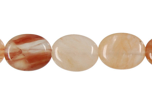 Red Rutilated Quartz Flat Oval Beads