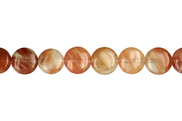 Red Rutilated Quartz Coin Beads