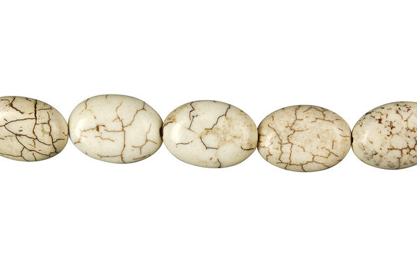 Howlite (Gray Matrix) Flat Oval Beads