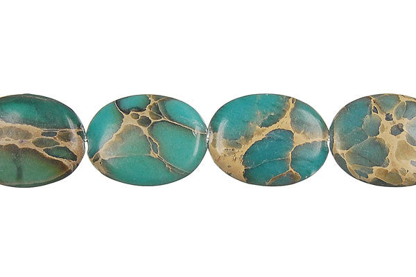 Aqua Terra Jasper (Green) Flat Oval Beads