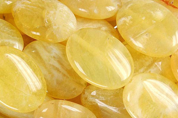 Yellow Opal Flat Oval Beads