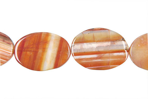 Sardonyx (Red) Flat Oval Beads
