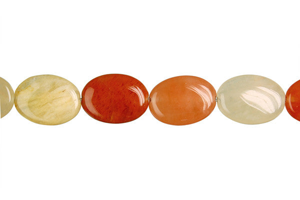 India Red Aventurine Flat Oval Beads