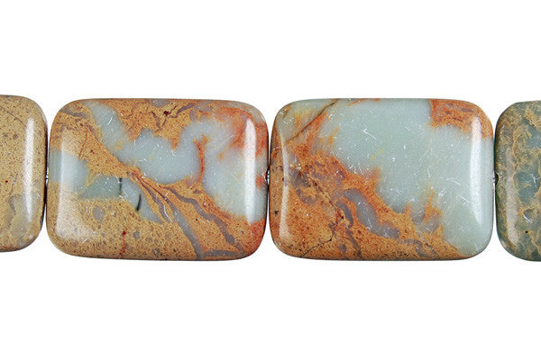 Aqua Terra Jasper Flat Rectangle Beads