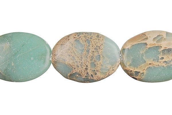 Aqua Terra Jasper Flat Oval Beads