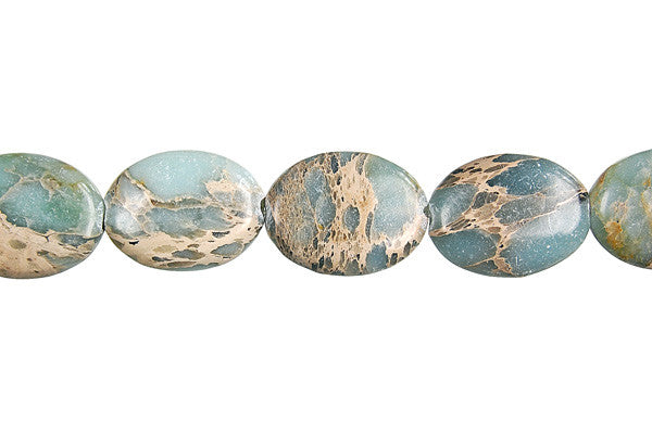Aqua Terra Jasper Flat Oval Beads