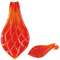 Pendant Murano Foil Glass Smooth Leaf XD (Ruby)