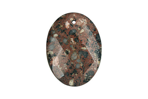 Pendant Mica Quartz Faceted Flat Oval