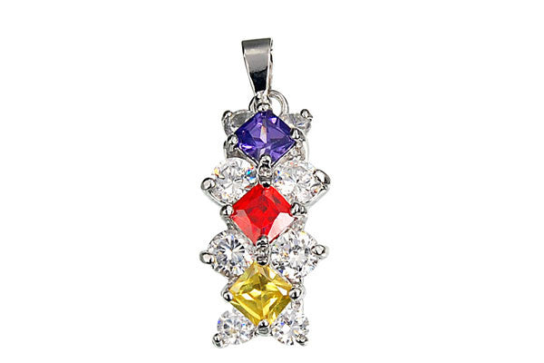 Pendant CZ with Silver-plated Flower (B0218)