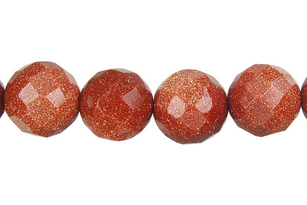 Gold Stone Faceted Round Beads