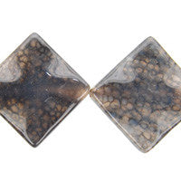 Fire Agate (Black) Wavy Diamond Square Beads