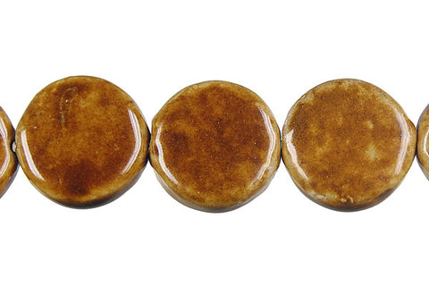 Porcelain Coin (Coffee) Beads