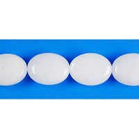 White Marble Flat Oval Beads