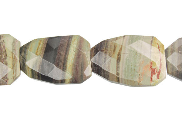 Silvermist Faceted Slab Beads