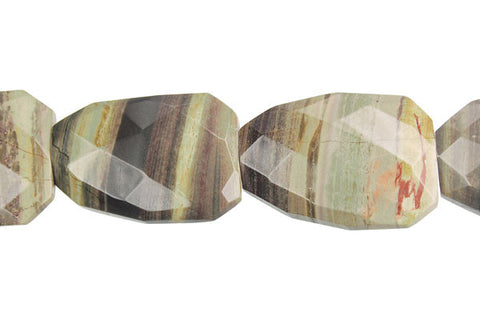 Silvermist Faceted Slab Beads