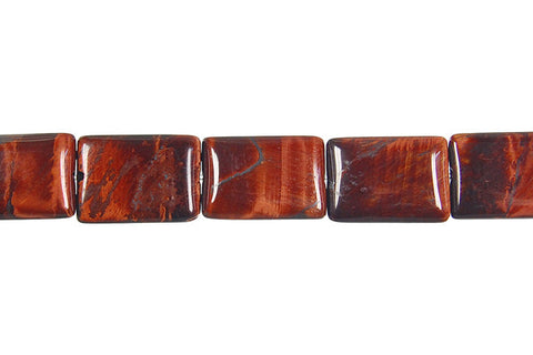 Red Tiger Eye Flat Rectangle Beads