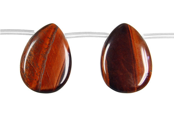 Red Tiger Eye Flat Briolette Beads