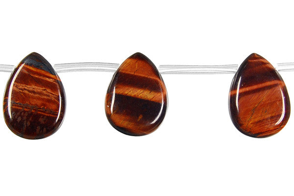 Red Tiger Eye Flat Briolette Beads